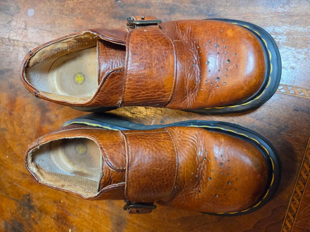 Vintage Dr Martens Monk Strap Shoes 8314 Brown Leather Chunky 90s Grunge Goth